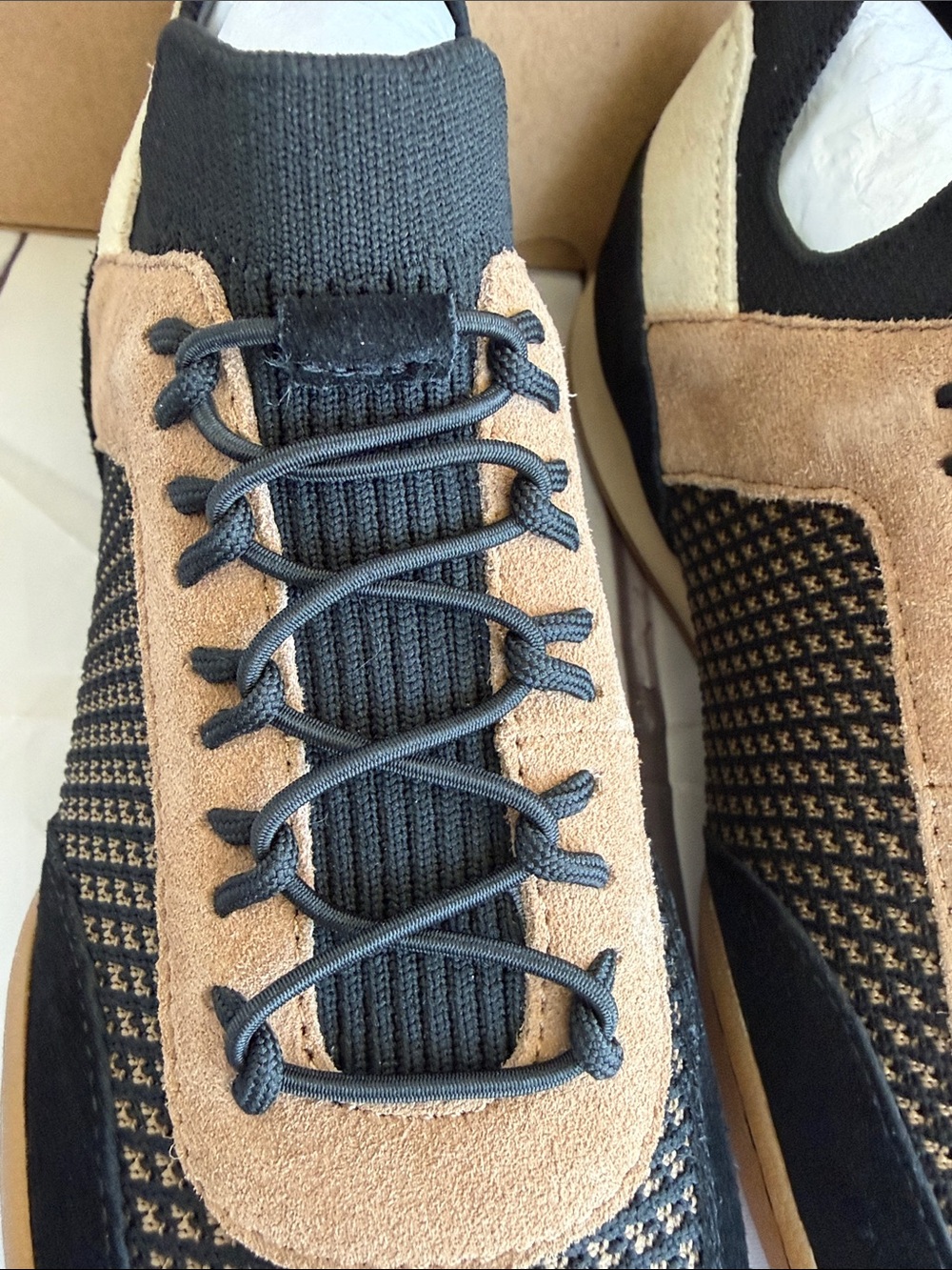 Born Women’s Aire Casual Laced-Up Sneakers — Black Knit Combo - Picture 5 of 10